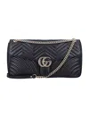 Gucci Shoulder Bag Chevron Pattern Chain Strap In Black
