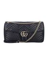 Gucci Shoulder Bag Chevron Pattern Chain Strap In Black
