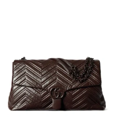 Gucci Gg Marmont Large Shoulder Bag In Brown