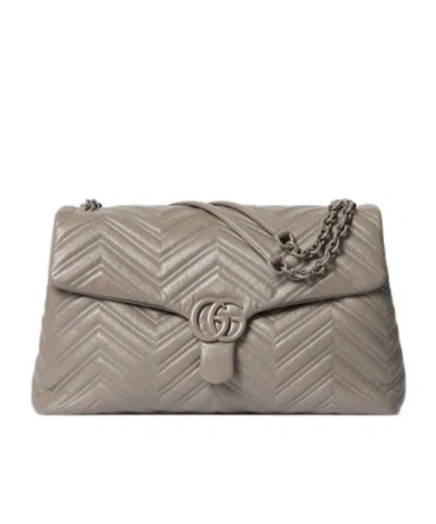 Gucci Gg Marmont Large Shoulder Bag In Gray
