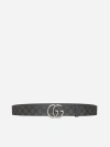 GUCCI GG MARMONT LEATHER AND FABRIC REVERSIBLE BELT