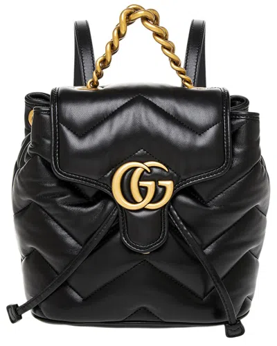Gucci Gg Marmont Leather Backpack In Black