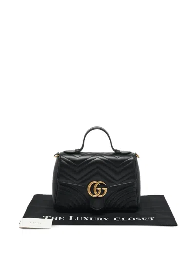 Pre-owned Gucci Gg Marmont Leather Bag In Black