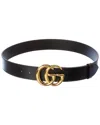 Gucci Gg Marmont Leather Belt With Shiny Buckle