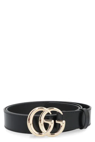 Gucci Gg Marmont Leather Belt In Black