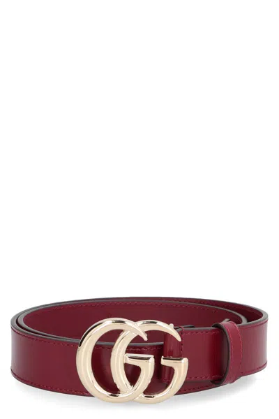 Gucci Gg Marmont Leather Belt In Red