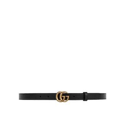 Gucci Gg Marmont Leather Belt In Black