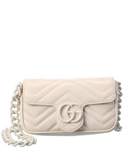 Gucci Gg Marmont Leather Belt Bag In White