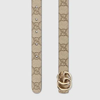 Gucci Gg Marmont Reversible Thin Belt In Beige
