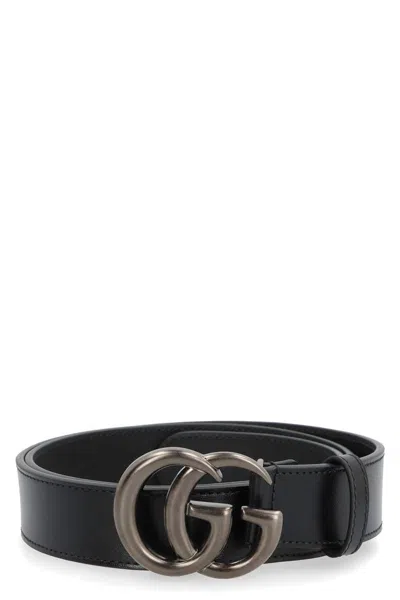 Gucci Gg Marmont Leather Belt In Black