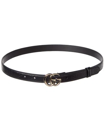 Gucci Gg Marmont Leather Belt In Black
