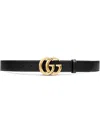 Gucci Men Gg Marmont Leather Belt In Black
