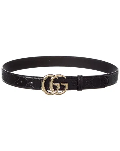 Gucci Gg Marmont Leather Belt In Black
