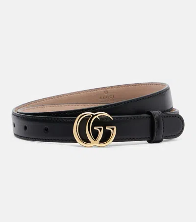 Gucci Gg Marmont Leather Belt In Black