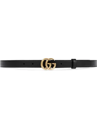 Gucci Gg Marmont Leather Belt In Black