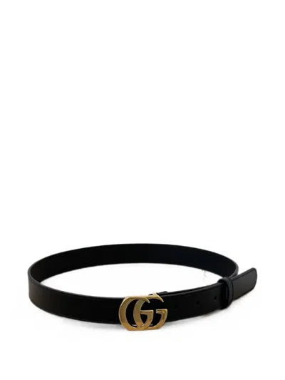 Gucci Cut Gg Marmont Thin Belt In Black