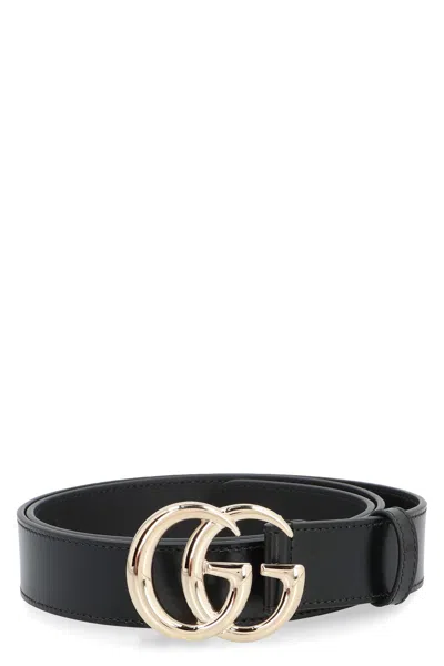 Gucci Gg Marmont Leather Belt In Black