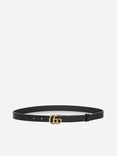 Gucci Gg Marmont Leather Belt In Black