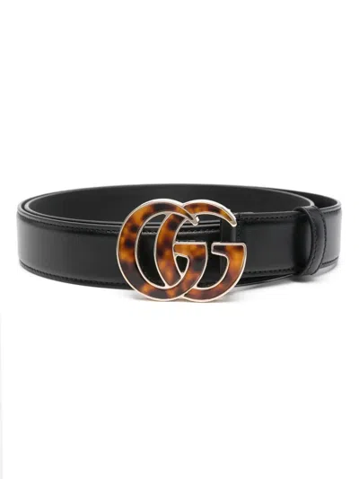 Gucci Gg Marmont Leather Belt In Black