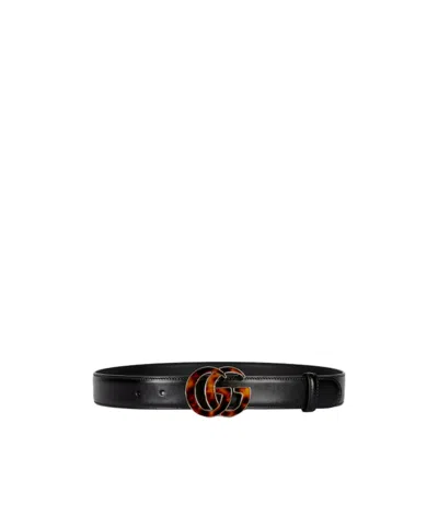 Gucci Gg Marmont Leather Belt In Black