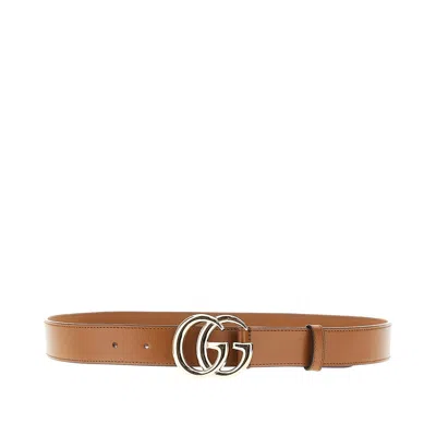 Gucci Gg Marmont Leather Belt In Brown