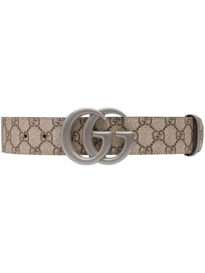 Gucci Gg Marmont Leather Belt In Gray