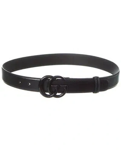 Pre-owned Gucci Gg Marmont Leather Belt Men's In Black
