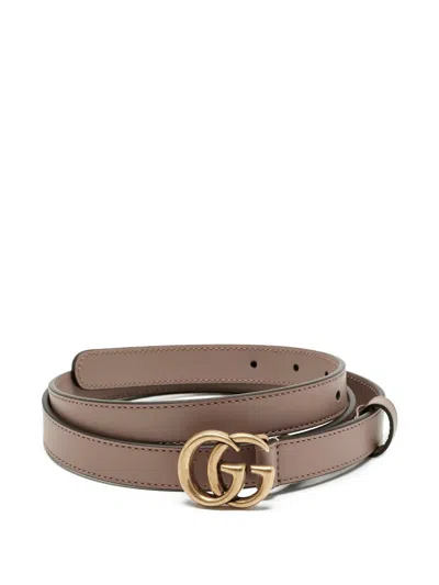 Pre-owned Gucci Gg Marmont Leather Belt In Neutral
