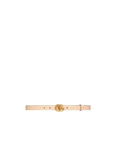 Gucci Gg Marmont Leather Belt In Nude