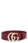 GUCCI ELEGANT RED LEATHER BELT WITH GOLD-TONE BUCKLE 6X4.7 CM