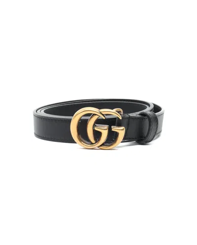 Gucci Gg Marmont Leather Belt, Size 85 In Black