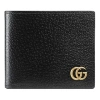 Gucci Black Bi-fold Wallet With Gg Marmont Logo In Hammered Leather Man In Black
