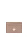 Gucci Women Gg Marmont Leather Card Case In Beige