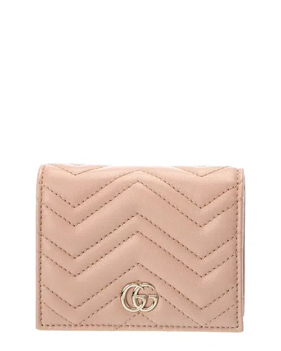 Gucci Gg Marmont Leather Card Case In Beige