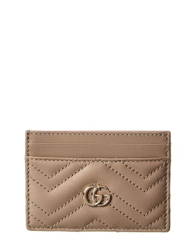 Gucci Gg Marmont Leather Card Case In Brown