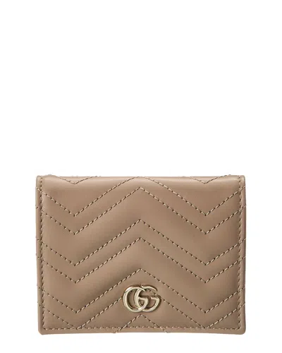 Gucci Gg Marmont Leather Card Case In Powder