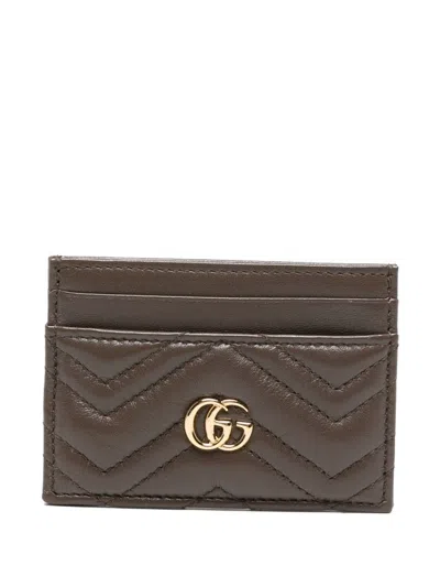 Gucci Gg Marmont Leather Card Case In Brown