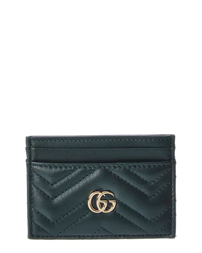 Gucci Gg Marmont Leather Card Case In Green
