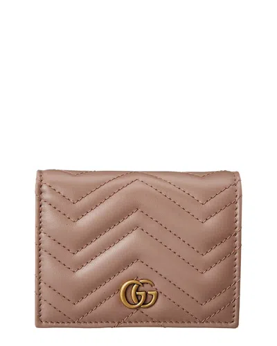 Gucci Gg Marmont Leather Card Case In Pink