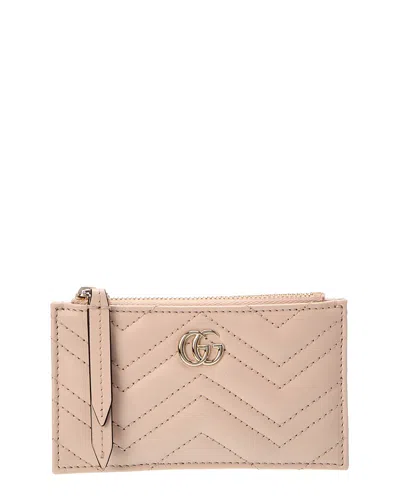 Gucci Gg Marmont Leather Card Case In Neutral