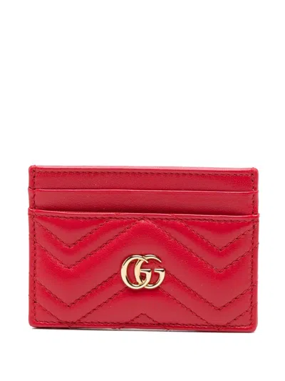 Gucci Gg Marmont Leather Card Case In Red