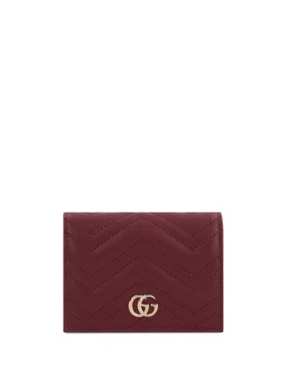 Gucci Gg Marmont Leather Card Case In Red