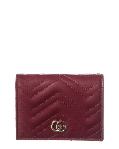 Gucci Gg Marmont Leather Card Case In Red