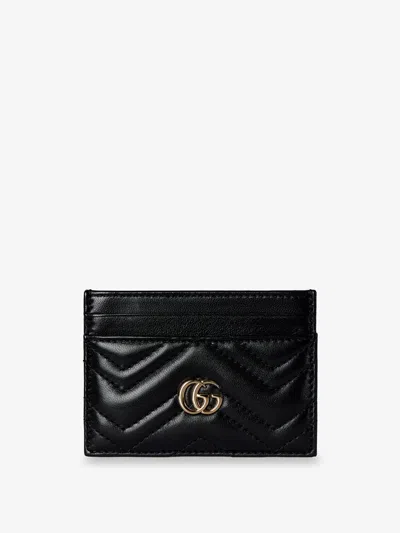 Gucci Gg Marmont Leather Card Holder In Black