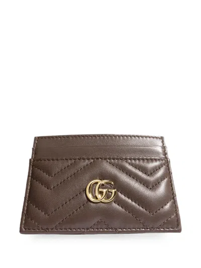 Gucci Gg Marmont Leather Card Holder In Brown