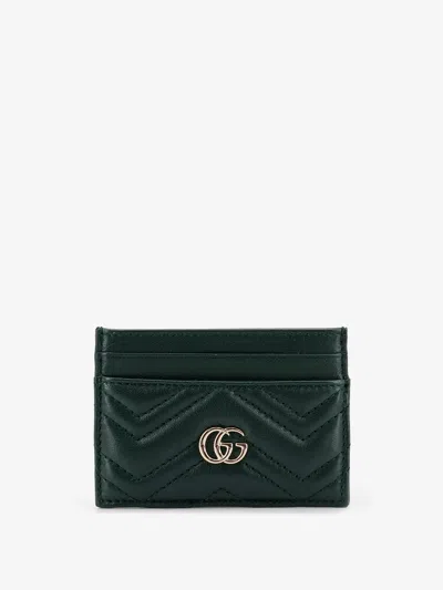 Gucci Gg Marmont Leather Card Holder In Green