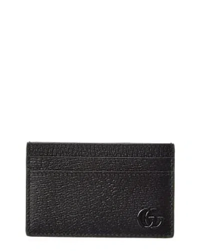 Pre-owned Gucci Gg Marmont Leather Card Holder Men's Black Os