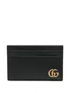 Gucci Men Black Leather Gg Marmont Card Holder In Black
