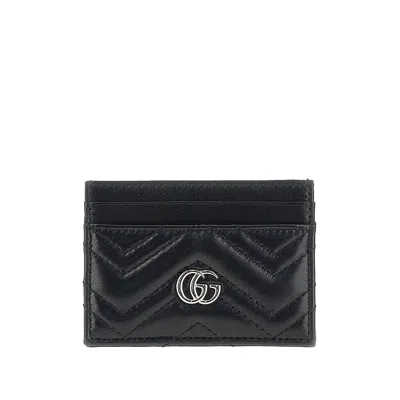 Gucci 'gg Marmont' Leather Cardholder In Black
