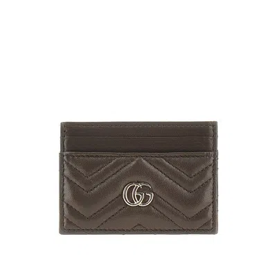Gucci 'gg Marmont' Leather Cardholder In Brown